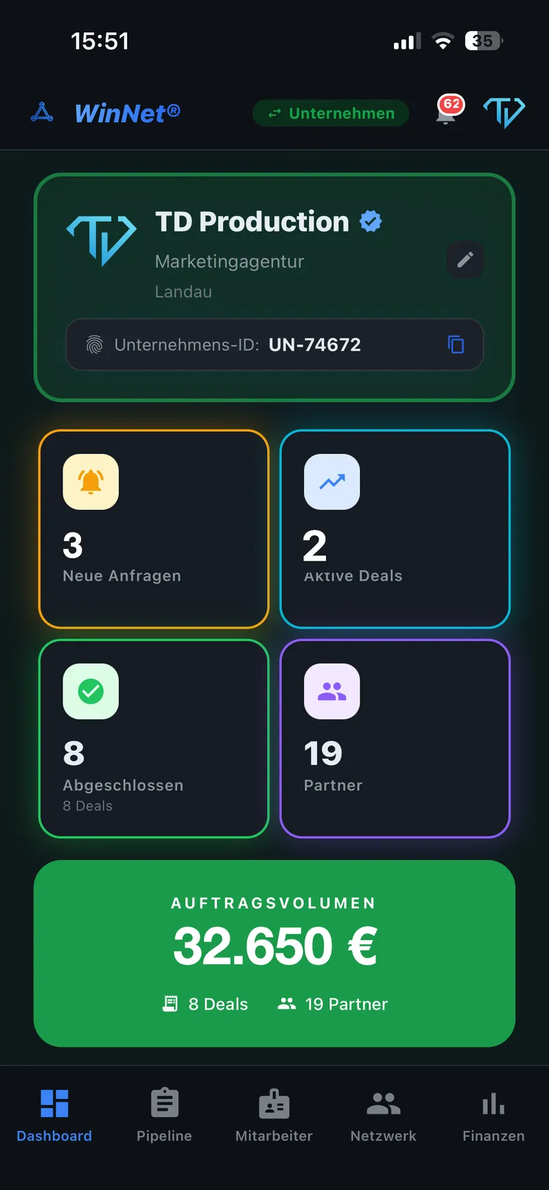 WinNet® App-Dashboard